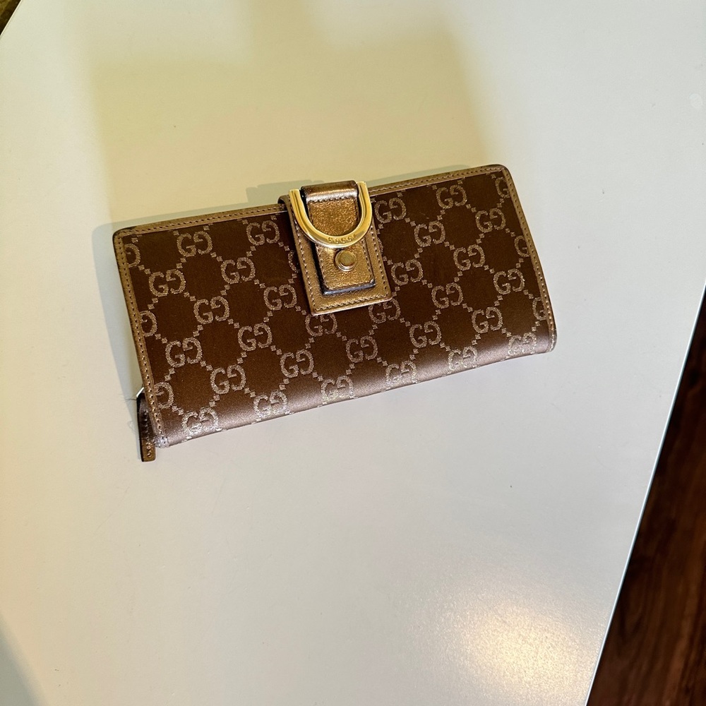 Authentic Gucci monogram canvas long wallet